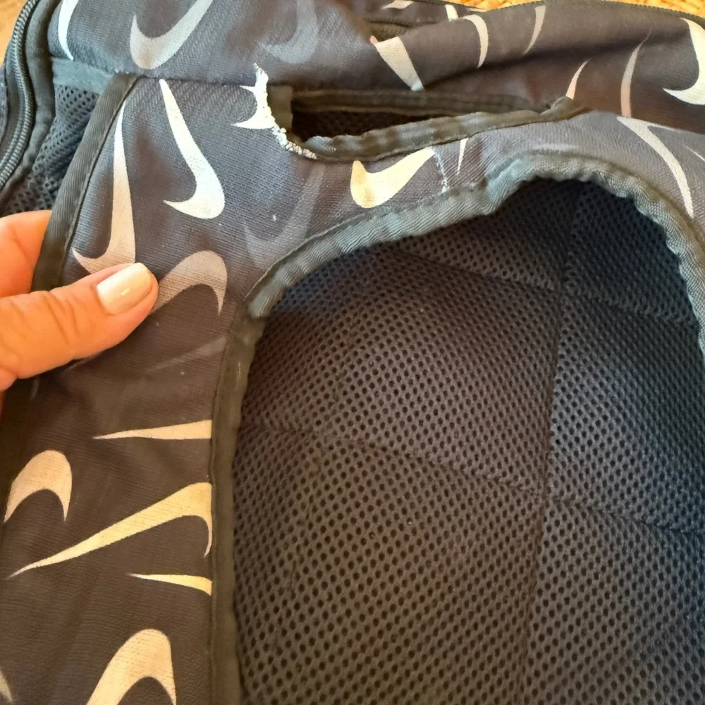 Nike Black and Gray Swoosh Logo Pattern Backpack